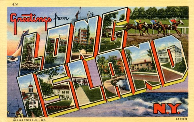Greetings from Long Island illustrated postcard (2)