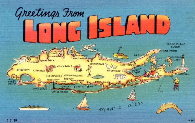 Greetings from Long Island illustrated postcard (4)