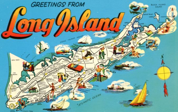 Greetings from Long Island illustrated postcard (5)