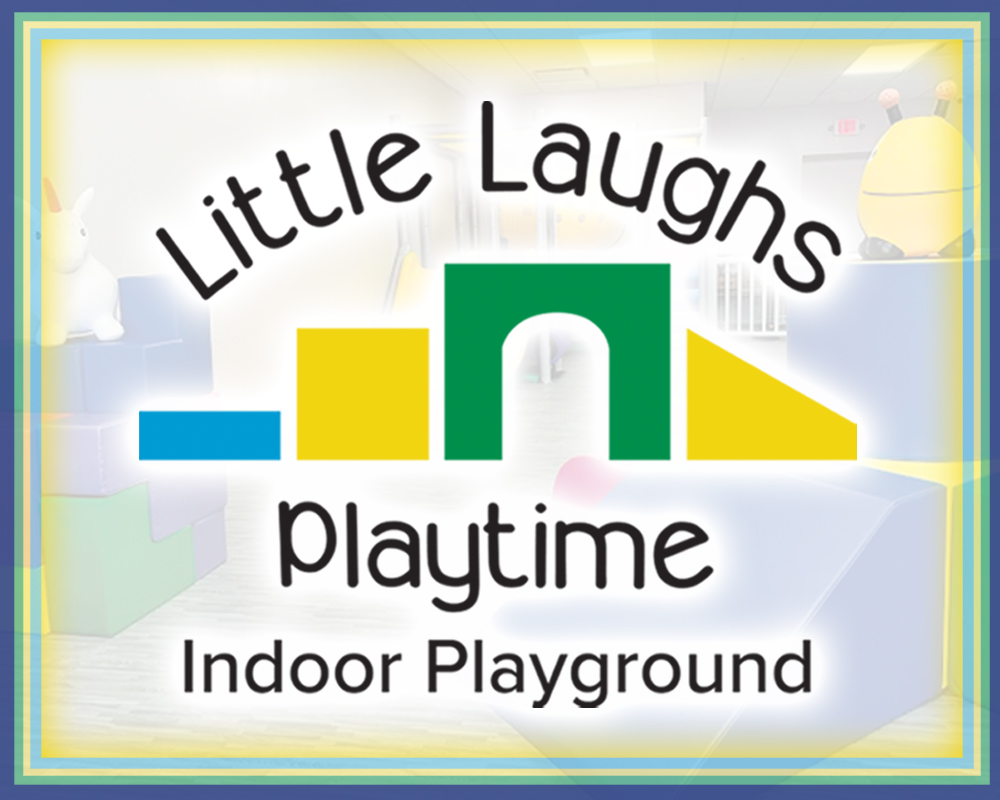 little laughs playtime in black text with yellow, green and blue blocks