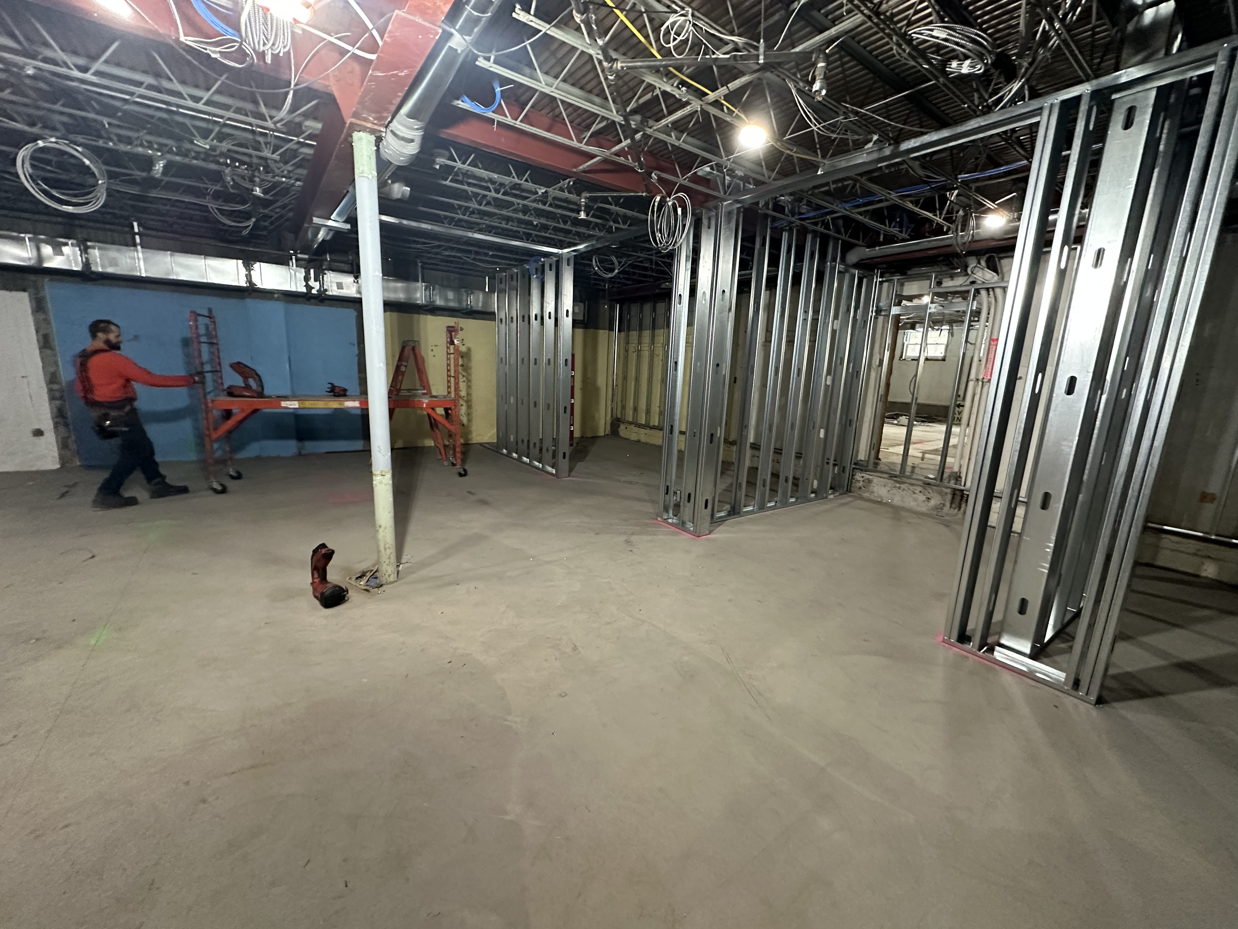 Open floor plan of a basement