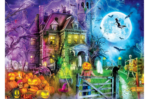 Spooky house and pumpkin puzzle