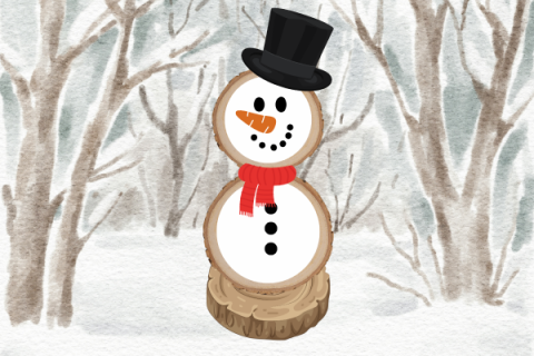 Wood Slice Snowman